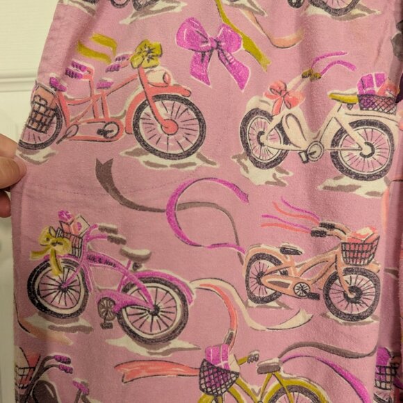 Nick & Nora Bicycle Pajama Pants Womens Size Large Pink Purple Flannel Bike - Picture 4 of 11